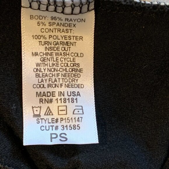 French Blue Top Mixed Media Geometric Dot, Solid, & Chiffon Sz PS 39J - Picture 7 of 7